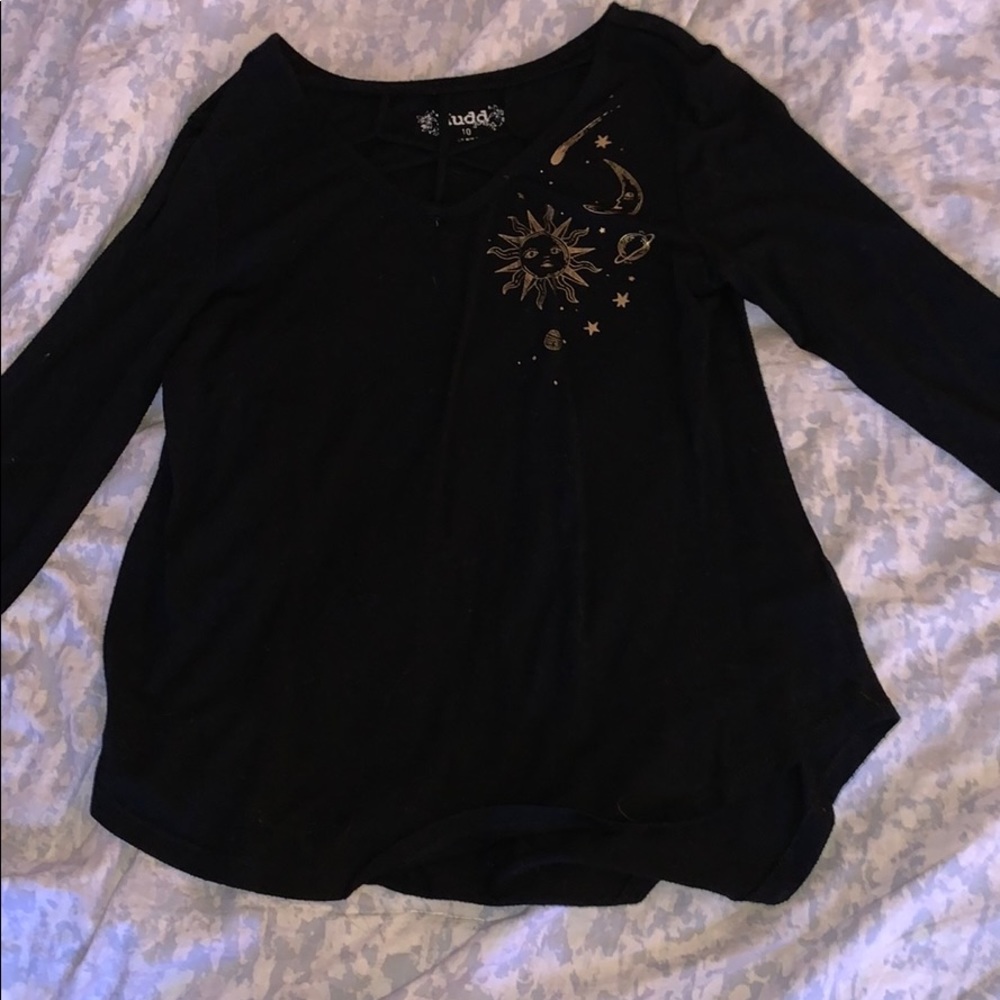 Black shirt with outer space print